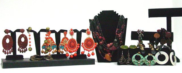 Coral and beaded earrings, bracelets & necklaces: Approx. 10 pieces including some by K J Lane, Lawrence Vrba and Clara Studios. From the estate of Anita Stern, owner of This-N-That antiques store, NYC.