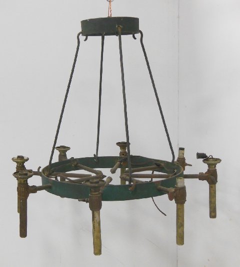 Bronze gas light fixture: Approx. 29" H x 30". From the estate of Chris Peckham.
