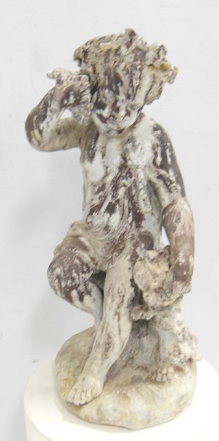 Victorian cast lead figure of a baccante: 19 1/4" From the estate of Chris Peckham Heavily stained slightly dented