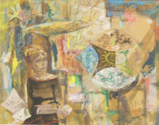 Henry C. Pitz-Soothsayer-Mid-century: Henry C. Pitz American 1895-1976, Mixed media o board, gouache and water color. 15" x 19" unframed 18" x 22" framed (From the estate of Chris Peckham)