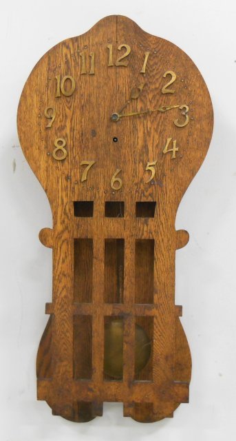 Wall Clock- Oak, mission with pendulum: Approx. 30" H x 14 1/2"