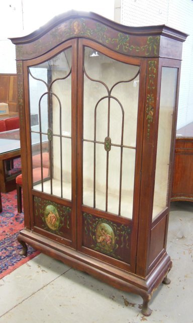 Edwardian Painted Mahogany Display Cabinet: Minor scratches, surface cracks. Approx. 80" h, 51" w, 17 1/2" d. ( 1727.1 )