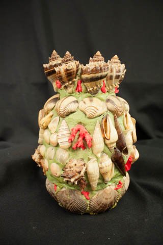Seashell Vase: Approx. 8 1/2" high.