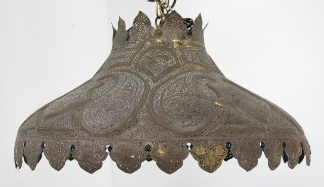 Moroccan brass fixture: Approx. 13.5" x 24". (3453) Good condition.