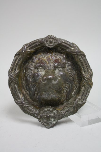 Bronze Lion Head door knocker: Approx. 10" D.