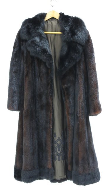 Full length mink coat: Dark brown. Good condition.