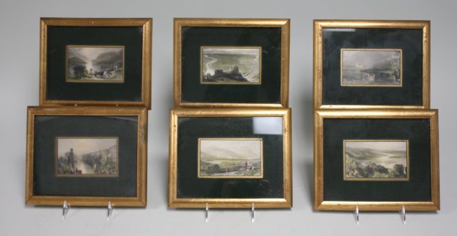 Hand tinted color engravings by J.W. Turner: Set of 6. Approx. 3" x 5"; frame approx. 8" x 10".