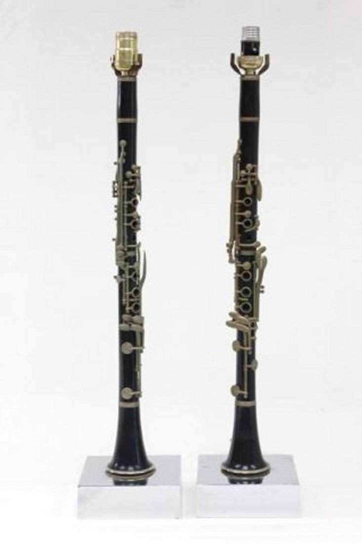 Pair of clarinets mounted lamps: Marked Resco-tone U.S.A. Approx. 25.5" H.