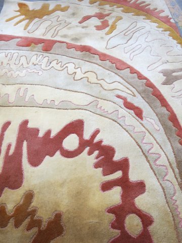 Edward Fields, mid-century wool carpet: Model 1250 S. Approx. 8 1/2" ft x 5 1/2". Stains