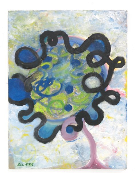 Lea Nikel, Abstract: Oil on canvas. Unframed. Signed lower left. Lea Nikel, Israeli (1918-2005). Approx. 24" x 18".