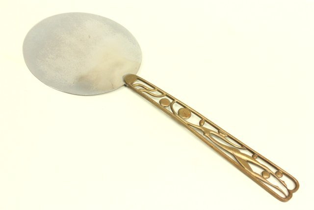 WHW Hagenauer Vienna gilt bronze hand mirror: Ca. 1920 Approx. 11.5" H.