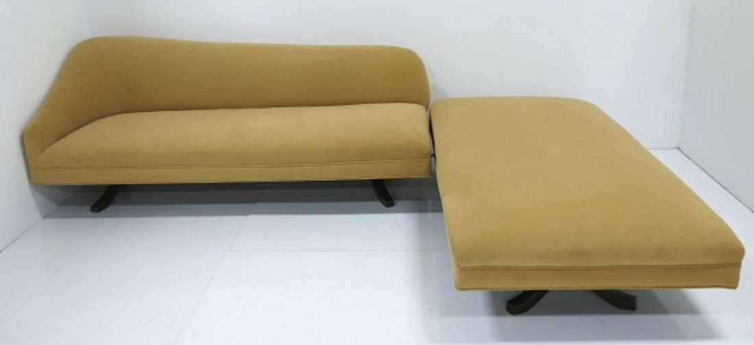 Kagan style swan back sectional sofa: Approx. 33" H x 116" W x 68" D.