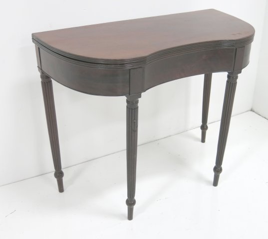 19th century mahogany card table: Flip top. Approx. 30" x 35" x 17".