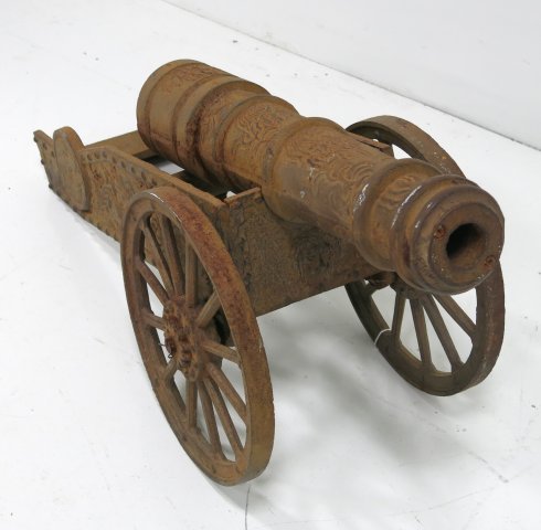 Cast Iron Cannon: Approx. 18" H x 35" L.