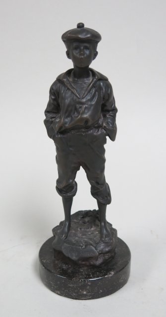 Szczeblewski, "The Whistler": Bronze on marble base. Artist signed & foundry stamp. Approx. 9" H.