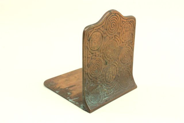 Tiffany Studios NY bookend "Zodiac": Approx 6" x 5". (4018)