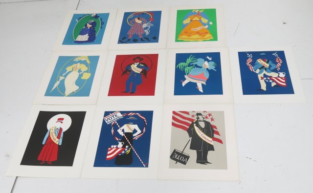 Robert Indiana, "The American Dream" Series: Lithographs. Unframed. Lot of 10. Circa 1970's. Approx. 24" x 20".