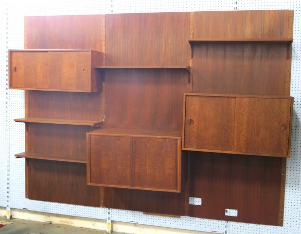 Danish Cado Wall Unit c. 1960.: 3 part wall unit. Approx. 78 1/2" H. 141" W. 16" D. (4034) Property of a lady from UN Plaza, NY. Some wear & scratches.