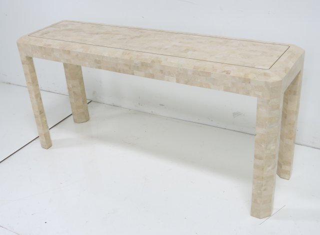 Maitland Smith Tessellated Marble Console: Approx. 27" H x 56" W x 16" D.