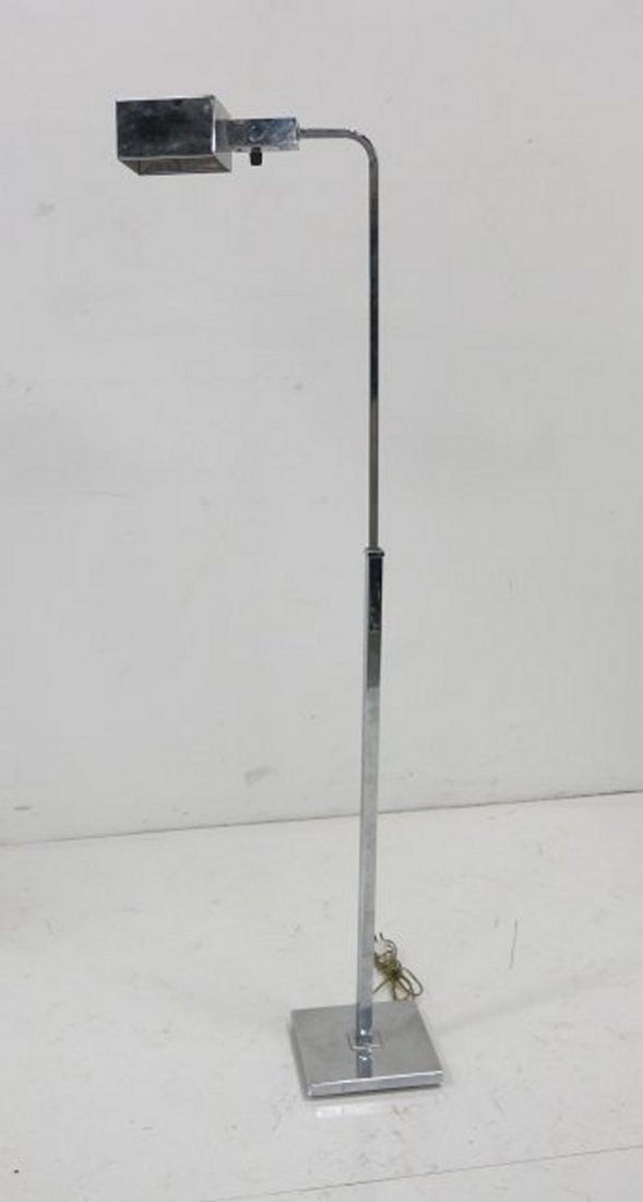 Robert Sonneman Chrome Adjustable Floor Lamp: Circa 1970. Approx. 59" H.