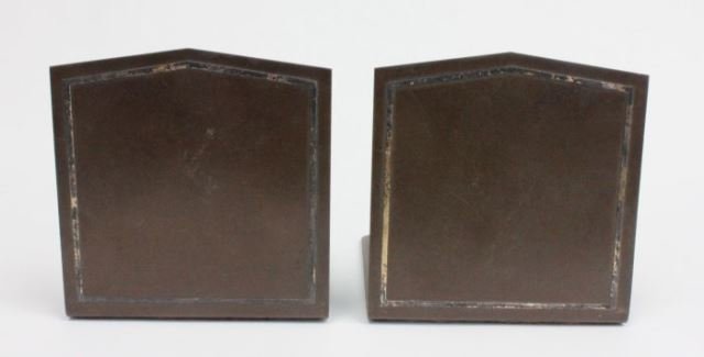 Pair of sterling silver on bronze bookends: Manufactured by Silvercrest.