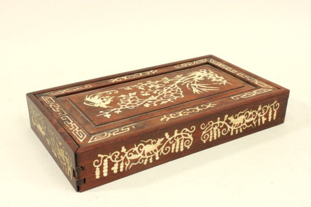 Chinese bone and wood game set: Approx. 9 1/2" x 5" x 1 1/2".