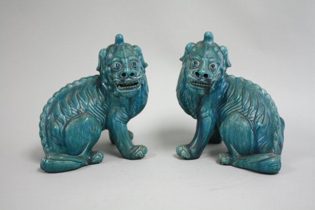 Pair of Chinese Foo dogs: Approx. 10 1/2" H.