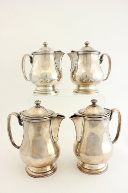 Pair Christofle Hotel, France coffee & tea pots: 8"H From a NYC collector's 40 year compilation.