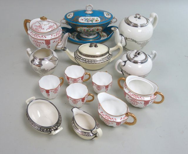 3 English porcelain tea sets & Sevres tureen (1 of 7)