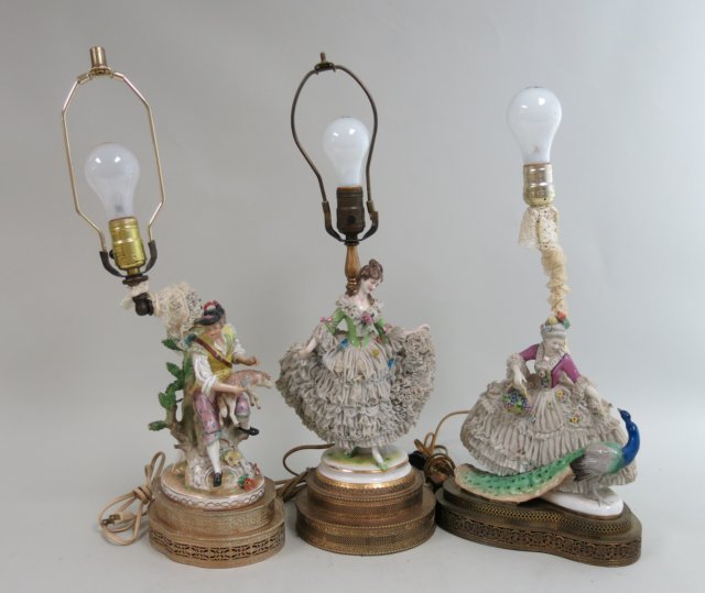 3 Figural porcelain lamps (1 of 7)