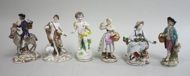 Six German & French porcelain figurines (1 of 9)
