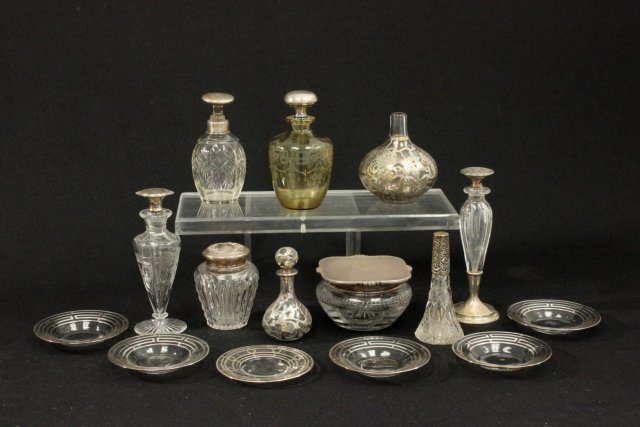Group lot of sterling silver & crystal vanity pcs. (1 of 7)
