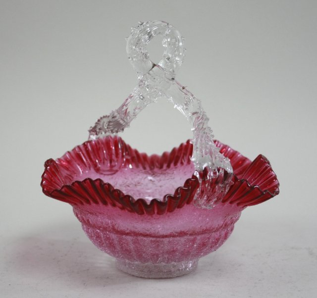Cranberry Glass Basket (1 of 5)
