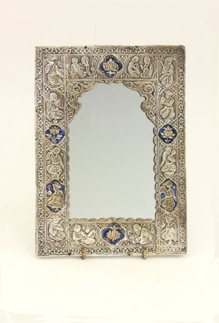 Persian Possibly Silver Enamel Mirror (1 of 7)