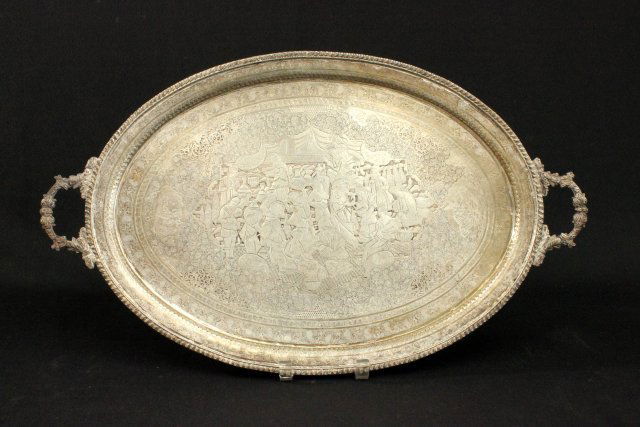 Large Persian 84 Silver Engraved tray (1 of 4)