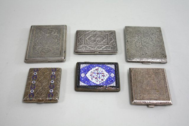 lot of 6 Silver and Silver Plated Cigarette Cases (1 of 8)