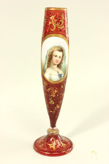 Bohemian Vase with portrait plaque of girl (1 of 5)