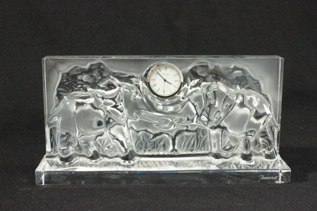 Baccarat crystal relief Elephant clock (1 of 7)