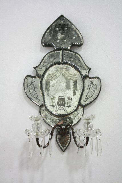 Venetian Mirror with 2 Arm Sconce (1 of 6)