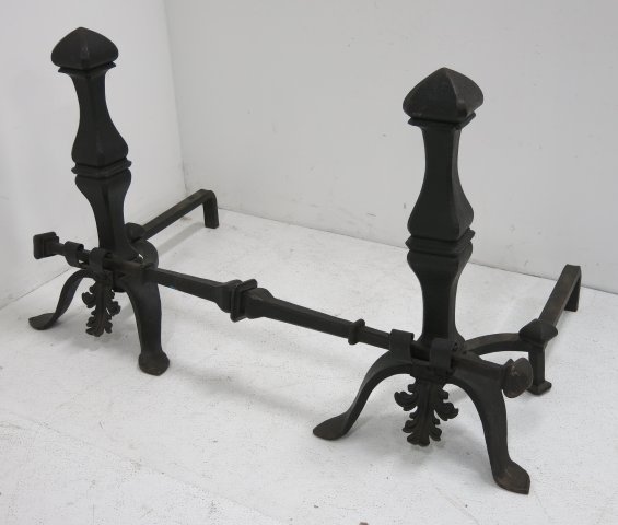Large pair wrought iron arts & crafts andirons (1 of 4)