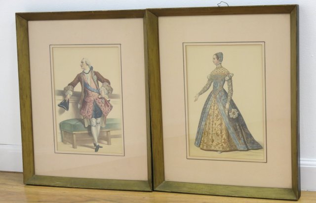 Pair of framed hand tinted prints (1 of 4)