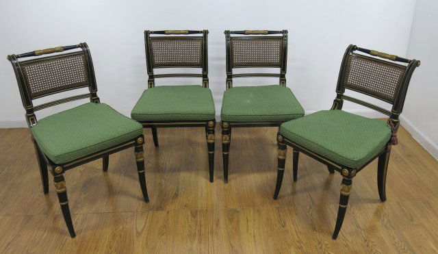 Set of 4 Baker Regency Ebonized Side Chairs (1 of 5)