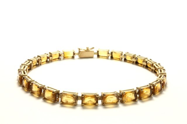 14k gold & amber colored stone bracelet (1 of 3)