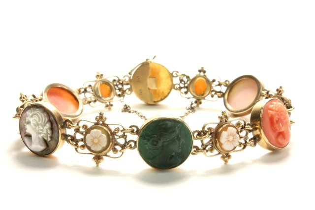 14k gold multicolored Cameo bracelet (1 of 2)