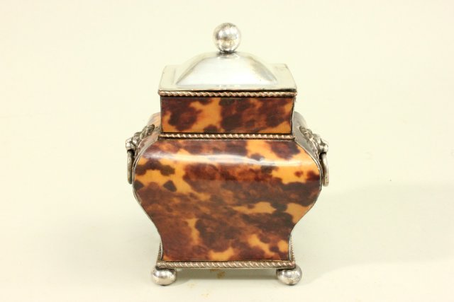 Silver Plated Faux Tortoise Shell Tea Caddy (1 of 4)