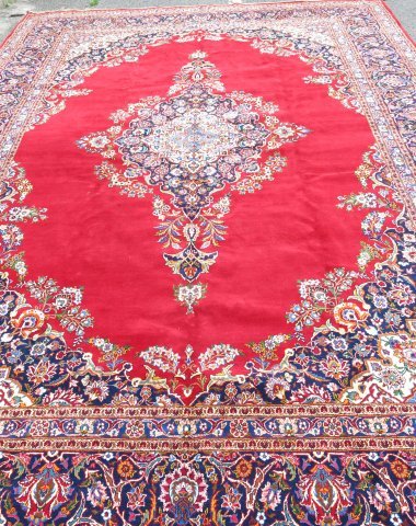 Red Persian Rug Center Medallion Kashan Carpet (1 of 6)