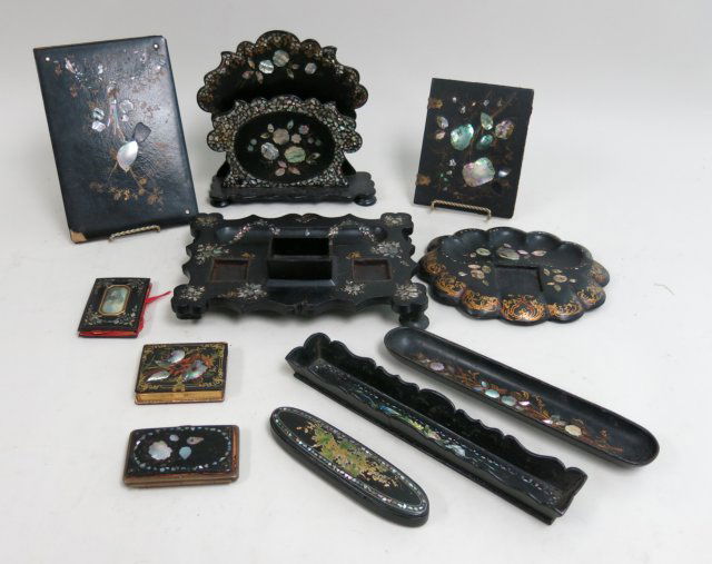 Lot of 19th c Papier Mache Desk Items (1 of 5)