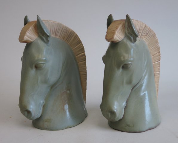 Pair of Lladro Horse Heads with Gres Finish (1 of 5)