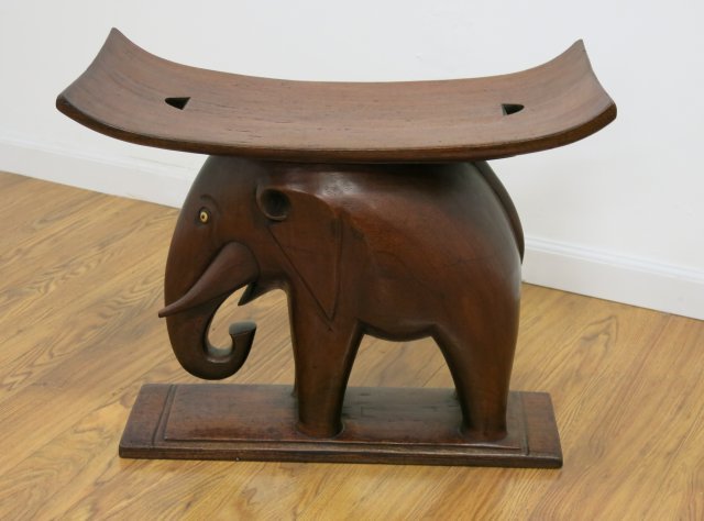 Elephant Base Tabouret Table: Approx. 20" H x 24" W x 11" D.