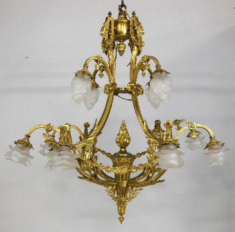 19thc Louis XVI Style Bronze Chandelier (1 of 2)